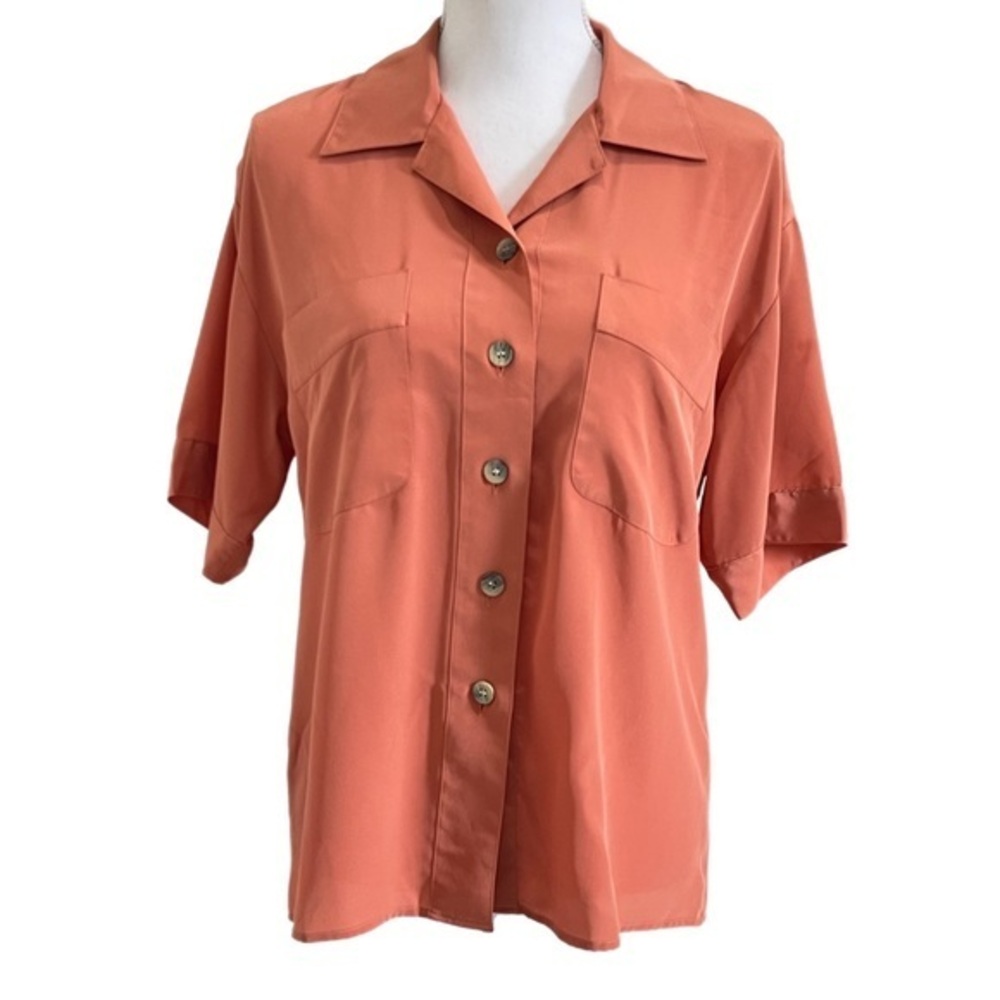 Evan Picone Button Down Pocketed Career Blouse